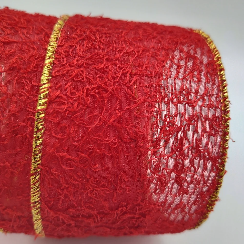 RENAISSANCE 2000 Red Textured Ribbon Gold Edge 2.5” Two (2) Yards
